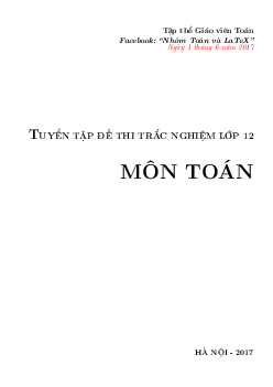 Tuyển tập đề thi trắc nghiệm lớp 12 môn Toán (Dự án 12)
