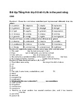 Bài tập Tiếng Anh lớp 9 Unit 4 Life in the past nâng cao