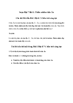 Giải Địa lí lớp 7 Bài 1: Thiên nhiên châu Âu | Chân trời sáng tạo