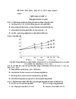 Đề thi giữa kì 2 lớp 12 môn tiếng Anh năm 2020 - 2021 số 3