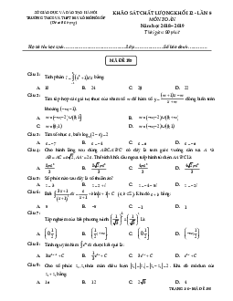 Đề khảo sát Toán 12 năm 2018 – 2019 trường M.V Lômônôxốp – Hà Nội lần 5