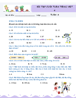 Giải Bài tập cuối tuần lớp 4 môn Toán Kết nối tri thức - Tuần 3