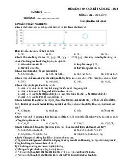 Bộ đề thi học kì 1 môn Hóa học 11 năm 2023 - 2024 sách Cánh diều
