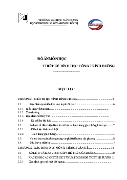 Đồ án môn học Thiết kế hình học công trình đường - Bộ môn Đường ô tô và đường đô thị