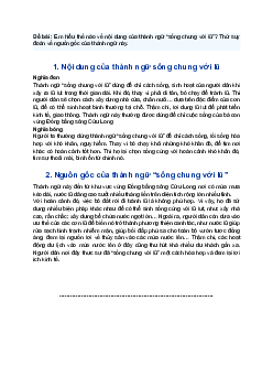 Văn mẫu 8 | Em hiểu thế nào về nội dung của thành ngữ “sống chung với lũ”?