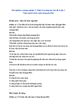 Trải nghiệm, hướng nghiệp 11 Chân trời sáng tạo chủ đề 4 bản 1: Tham gia tổ chức cuộc sống gia đình