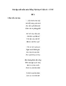 Giải Bài tập cuối tuần lớp 4 môn Tiếng Việt Chân trời sáng tạo - Tuần 11