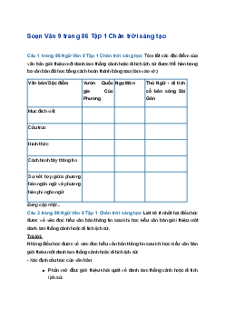 Soạn bài Ôn tập trang 86 | SGK Ngữ Văn 9 Chân trời sáng tạo (Tập 1)