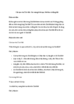 Giải Địa lí 6 Bài 9: Cấu tạo của Trái đất. Các mảng kiến tạo. Núi lửa và động đất | Cánh diều