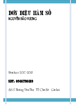 Các dạng toán tính đơn điệu của hàm số – Nguyễn Bảo Vương Toán 12