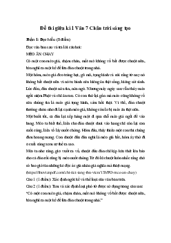 Đề thi giữa kì 1 Ngữ Văn 7 | Đề 3| Chân trời sáng tạo