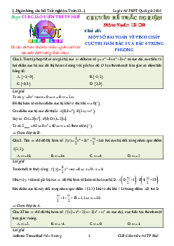 Một số bài toán về tính chất cực trị hàm bậc ba và hàm trùng phương Toán 12