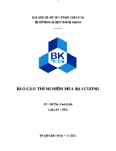 Báo cáo thí nghiệm Hóa đại cương - Hóa Đại Cương | Trường Đại học Bách khoa Thành phố Hồ Chí Minh