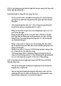 Đề cương ôn tập vấn đáp môn Lịch sử Đảng