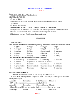 Đề cương ôn tập học kỳ 1 Tiếng Anh 8 năm 2022-2023