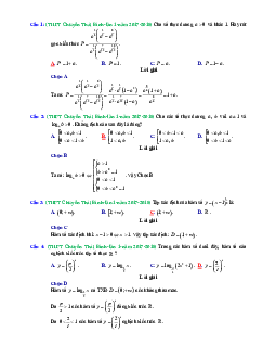 Trắc nghiệm lũy thừa, mũ và logarit trong các đề thi thử Toán 2018