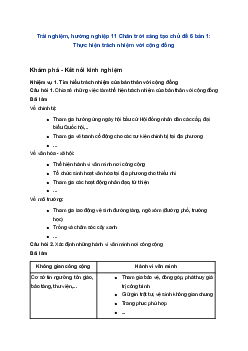Trải nghiệm, hướng nghiệp 11 Chân trời sáng tạo chủ đề 6 bản 1: Thực hiện trách nhiệm với cộng đồng