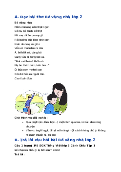 Giải SGK môn Tiếng việt 2 - Bài Ôn tập cuối học kì 1 Tiết 7+8 | Cánh Diều