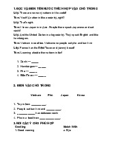 BUỔI 1 Paper TEST - ĐIỀN TÊN NƯỚC VÀ CÂU HOÀN CHỈNH. Môn Enghish (ta) | Đại học Trường Đại học Công nghệ thông tin, Đại học Quốc gia Thành phố Hồ Chí Minh.