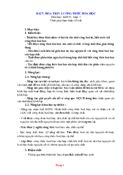 Giáo án KHTN 7 kết nối tri thức bài 7: Hóa trị và công thức hóa học
