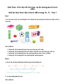 Ôn tập về hình học và đo lường: Giải bài tập Toán lớp 3 Cánh diều trang 10, 11 - Tập 1
