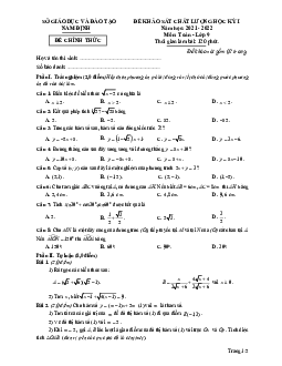 Đề khảo sát chất lượng học kỳ 1 Toán 9 năm 2021 – 2022 sở GD&ĐT Nam Định