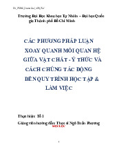 Mối Quan Hệ Giữa Vật Chất & Ý Thức Trong Học Tập Và Làm Việc  môn Triết học Mác - Lênin | Trường Đại học Khoa học Tự nhiên, Đại học Quốc gia Thành phố Hồ Chí Minh