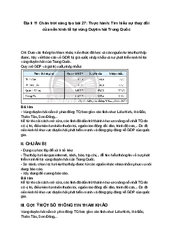 Địa lí 11 Chân trời sáng tạo bài 27: Thực hành: Tìm hiểu sự thay đổi của nền kinh tế tại vùng Duyên hải Trung Quốc