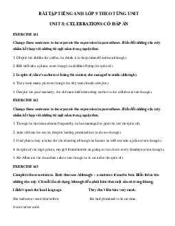Bài tập tiếng Anh lớp 9 Unit 8 Celebrations có đáp án