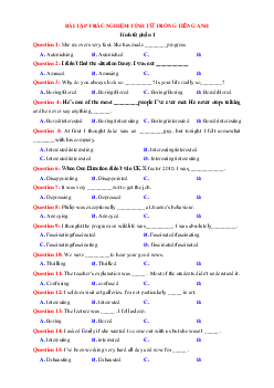 Bài tập trắc nghiệm về tính từ trong Tiếng Anh lớp 12 (có đáp án)