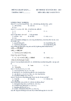 Đề thi học kì 2 môn Hóa học 10 năm 2022 - 2023 sách Kết nối tri thức với cuộc sống | Đề 3