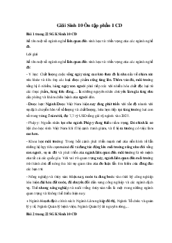 Giải Sinh 10 Ôn tập phần 1 | Cánh diều