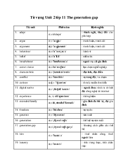 Từ vựng Unit 2 The generation gap | Tiếng anh 11 Global Success