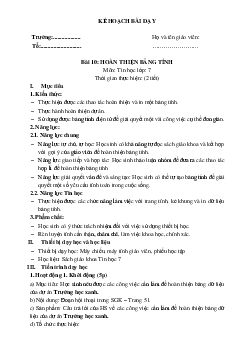 Giáo án Bài 10: Hoàn thiện bảng tính Tin học 7 | Kết nối tri thức