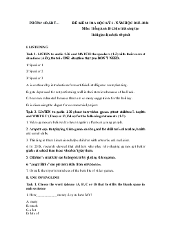 Giải đề thi học kì 1 môn Tiếng Anh 10 năm 2023 - 2024 sách Chân trời sáng tạo đề 2