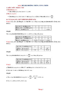 Phương pháp giải hình học 9 độ dài đường tròn- cung tròn (có đáp án và lời giải chi tiết)