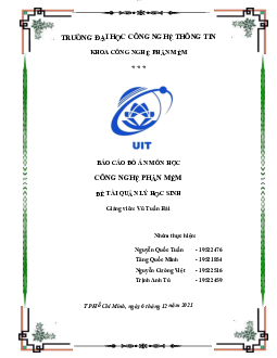 Báo cáo đề tài Quản Lý Học Sinh - Nhập môn công nghệ phần mềm | Trường Đại học CNTT Thành Phố Hồ Chí Minh
