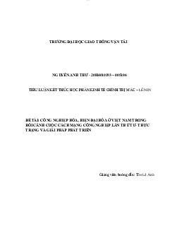 Tiểu luận "Công nghiệp hóa, hiện đại hóa ở việt nam trong bối cảnh cuộc cách mạng lần thứ tư"