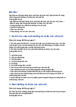 Giải SGK Công nghệ 7 Bài 9: Nuôi dưỡng và chăm sóc vật nuôi| Cánh diều
