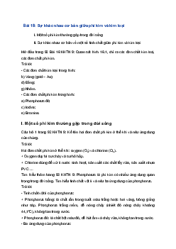Giải Khoa học tự nhiên 9 Cánh diều Bài 18: Sự khác nhau cơ bản giữa phi kim và kim loại