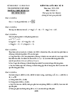 Đề thi giữa học kỳ 2 Toán 11 năm 2023 – 2024 trường THPT Bình Tân – TP HCM