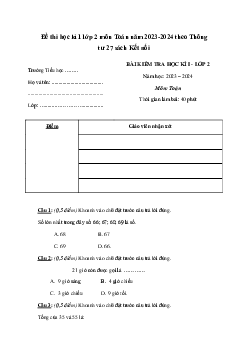 Đề thi học kì 1 môn Toán 2 năm 2023 - 2024 sách Kết nối tri thức với cuộc sống | Đề 7
