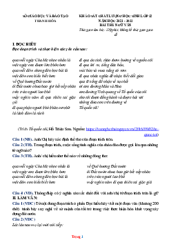 Đề thi thử THPT Quốc gia năm 2022 môn Ngữ văn Sở GD&ĐT Thanh Hóa (có lời giải)