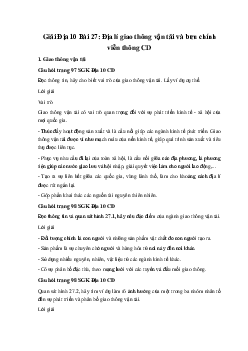Giải Địa 10 Bài 27: Địa lí giao thông vận tải và bưu chính viễn thông CD