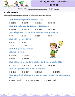Giải Bài tập cuối tuần lớp 4 môn Toán Kết nối tri thức - Tuần 11