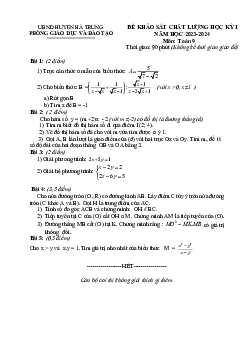 Đề học kỳ 1 Toán 9 năm 2023 – 2024 phòng GD&ĐT Hà Trung – Thanh Hóa