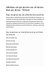 Viết đoạn văn ghi lại cảm xúc về bài thơ Đưa con đi học - Tế Hanh | Ngữ văn 8