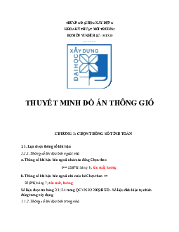 Đồ án thông gió - Bộ môn Vi khí hậu - Môi trường xây dựng