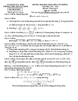 Đề thi chọn HSG Toán 11 cấp trường năm 2017 – 2018 trường Lê Văn Thịnh – Bắc Ninh