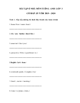 Phiếu bài tập ở nhà tiếng Anh lớp 3 - Ngày 16/04